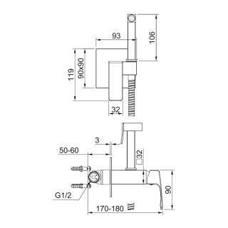 Гигиенический душ со смесителем Raglo R01.52.23 золото